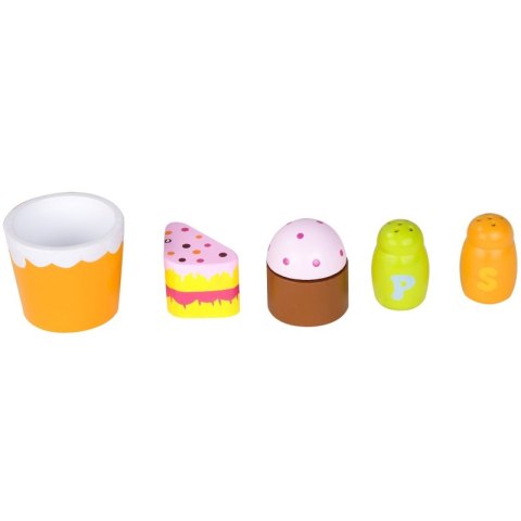 CLASSIC WORLD Drewniane Klocki Ręcznie Robione Układanka Zestaw Śniadaniowy 16 el.