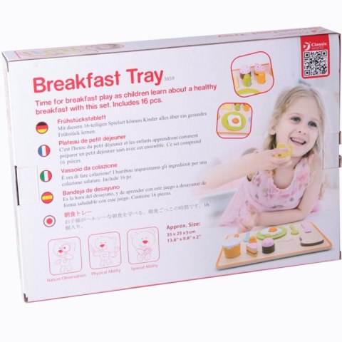 CLASSIC WORLD Drewniane Klocki Ręcznie Robione Układanka Zestaw Śniadaniowy 16 el.
