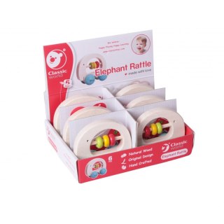 CLASSIC WORLD Grzechotka Drewniany Słonik Pchacz Na Kółkach