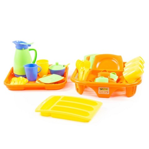 WADER QT Zestaw Naczyń dla 4 osób Alisa z suszarką + Taca Czajnik