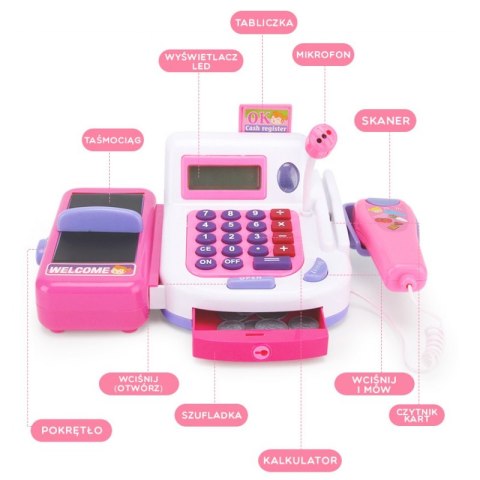 WOOPIE Kasa Sklepowa dla Dzieci Kalkulator Mikrofon Wyświetlacz LCD