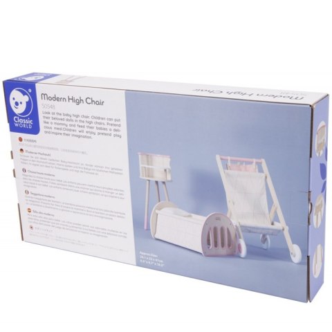 CLASSIC WORLD Drewniane Krzesełko Siedzisko do Karmienia dla Lalek Pluszaków