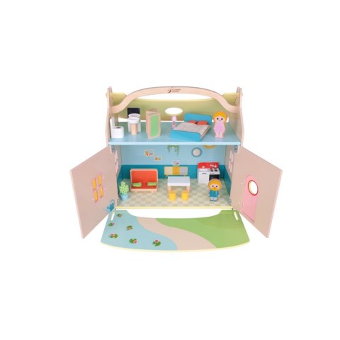 CLASSIC WORLD Nowoczesny Drewniany Domek Dla Lalek 21 Elementów