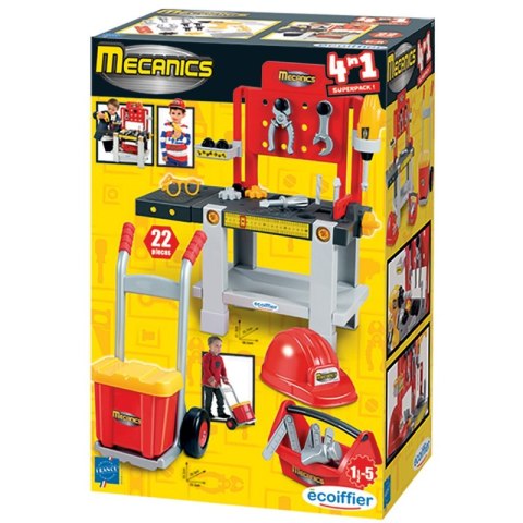 Ecoiffier Warsztat Majsterkowicza 4w1 Wózek Skrzynka na Narzędzia 22elem.