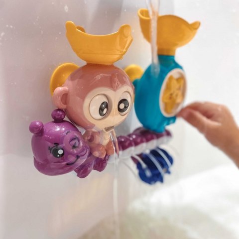 WOOPIE Małpka Zabawka Wodna do Kąpieli Gąsienica Gwiazdka Kołowrotek Przelewowa + Kubeczek