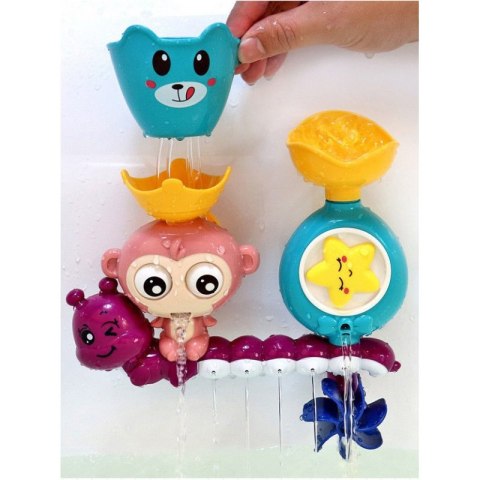 WOOPIE Małpka Zabawka Wodna do Kąpieli Gąsienica Gwiazdka Kołowrotek Przelewowa + Kubeczek