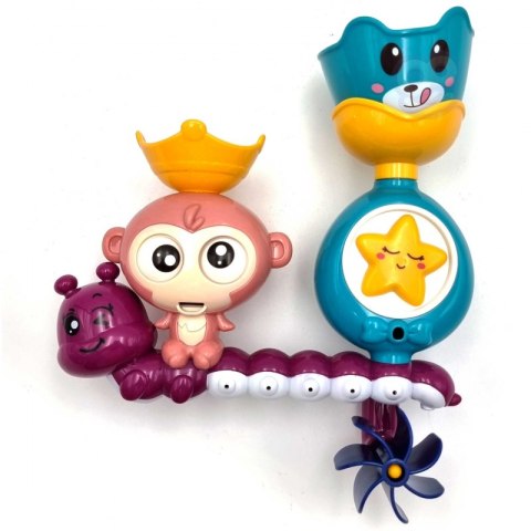 WOOPIE Małpka Zabawka Wodna do Kąpieli Gąsienica Gwiazdka Kołowrotek Przelewowa + Kubeczek