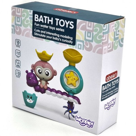 WOOPIE Małpka Zabawka Wodna do Kąpieli Gąsienica Gwiazdka Kołowrotek Przelewowa + Kubeczek