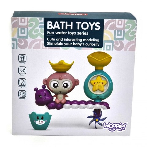 WOOPIE Małpka Zabawka Wodna do Kąpieli Gąsienica Gwiazdka Kołowrotek Przelewowa + Kubeczek