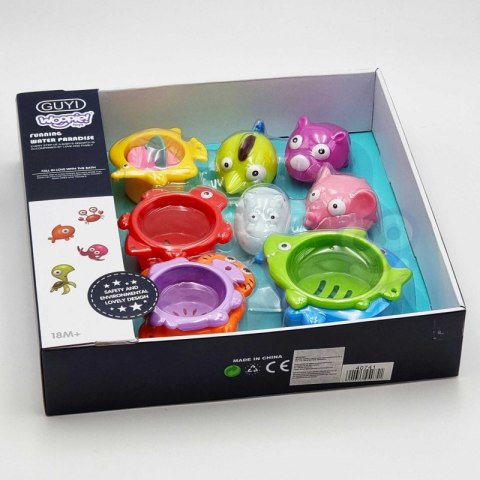 WOOPIE Zabawki do Kąpieli Zestaw Rybek Kubeczki Przelewowe Psikawki