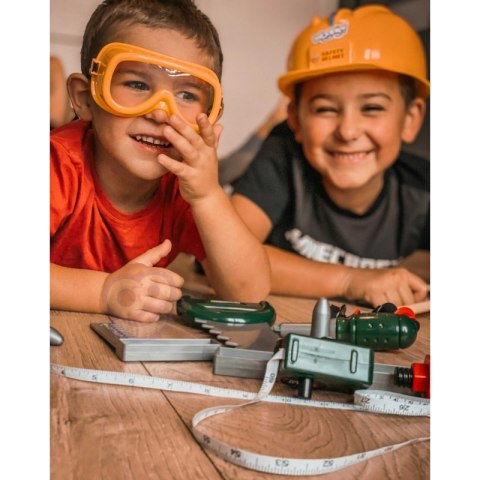 WOOPIE Zestaw Narzędzi Majsterkowicza dla Dzieci Kask Piła Śrubki 21 el.