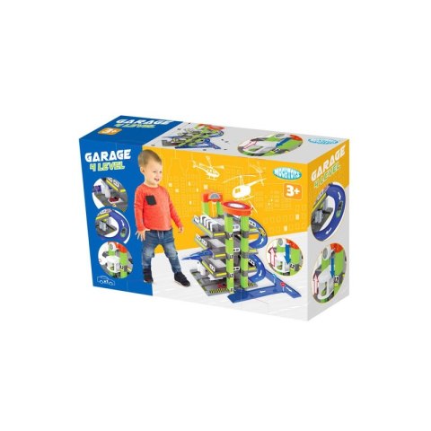 MOCHTOYS Nowoczesny Garaż 4 Poziomy Parking Samochodzik Znaki Drogowe