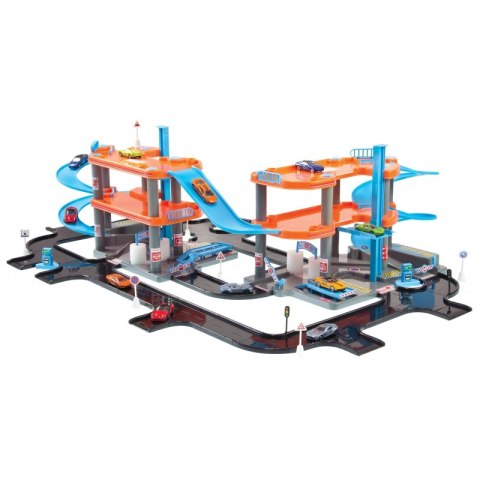 MOCHTOYS Parking 3 Poziomy Garaż Samochodzik Znaki Drogowe