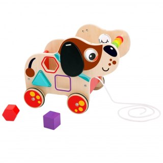 TOOKY TOY Duży Drewniany Sorter Pies Do Ciągnięcia 2w1 Koła Zębate