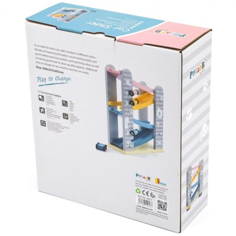 VIGA Kolorowa Drewniana Zjeżdżalnia Dla Samochodzików PolarB