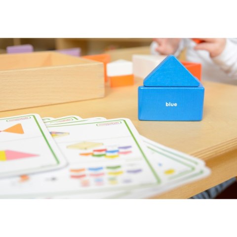 Drewniana Gra Dla Dzieci Kolorowe Klocki i Kubeczki Trójkąty Masterkidz