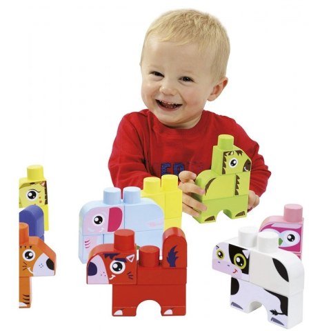 Ecoiffier Zestaw klocków Abrick w pojemniku Zwierzęta 50 elementów Różowe