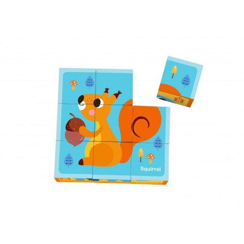 TOOKY TOY Układanka Bloki Kostki Sześciany Puzzle Zwierzęta + wzorniki