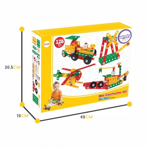 WOOPIE Zestaw Konstrukcyjny Klocki Koła Śrubki 128 El.