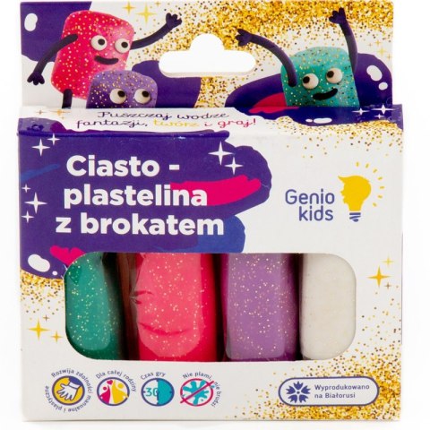 Ciasto-Plastelina Dziecięcy Zestaw Masy Plastycznej 4 Kolory z Brokatem