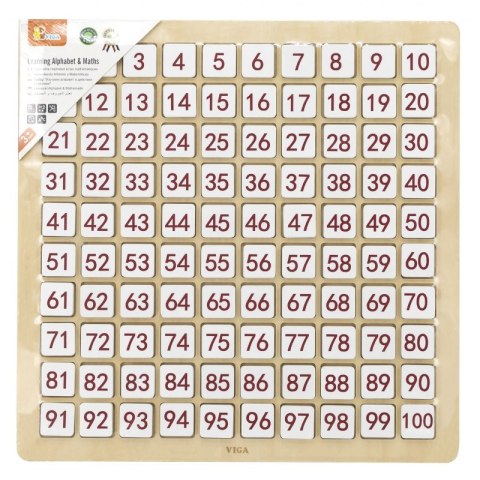 VIGA Drewniana Edukacyjna Tablica Matematyka i Alfabet 100 Elementów