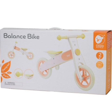 CLASSIC WORLD Drewniany Rowerek Biegowy dla Dzieci Ciche Koła Pomarańczowy