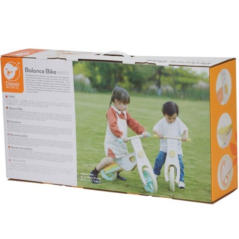 CLASSIC WORLD Drewniany Rowerek Biegowy dla Dzieci Ciche Koła Pomarańczowy