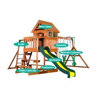 Backyard Discovery Springboro drewniany plac zabaw 7w1 wykonany z drewna cedrowego