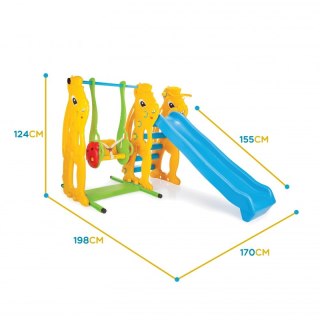 WOOPIE Plac Zabaw Wiewiórka 3w1 Huśtawka Koszykówka Zjeżdżalnia