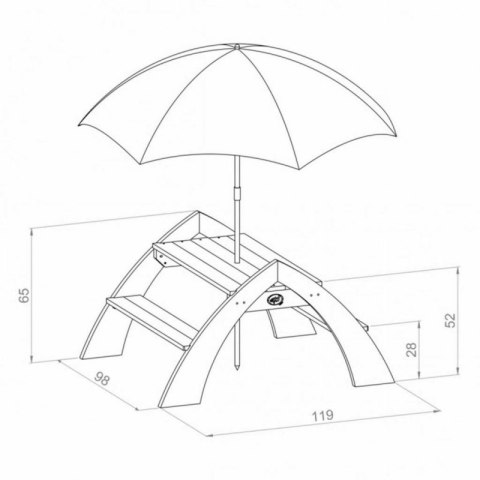 AXI Drewniany Wielofunkcyjny Zestaw Stół + Ławeczki + Parasol