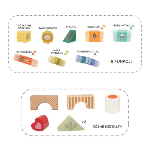 CLASSIC WORLD Drewniane Klocki Sensoryczne 8 Funkcji Układanka Multifunkcyjna Kształty Dźwięk 18 el.