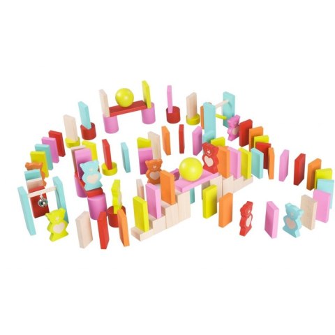 Drewniane Kolorowe Domino 105 elementów - Misie Classic World