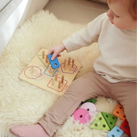 TOOKY TOY Drewniany Sorter Kolory Kształty Edukacyjna Układanka Zręcznościowa