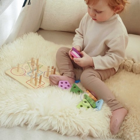 TOOKY TOY Drewniany Sorter Kolory Kształty Edukacyjna Układanka Zręcznościowa