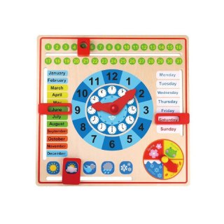 TOOKY TOY Drewniany Zegar Kalendarz 2w1