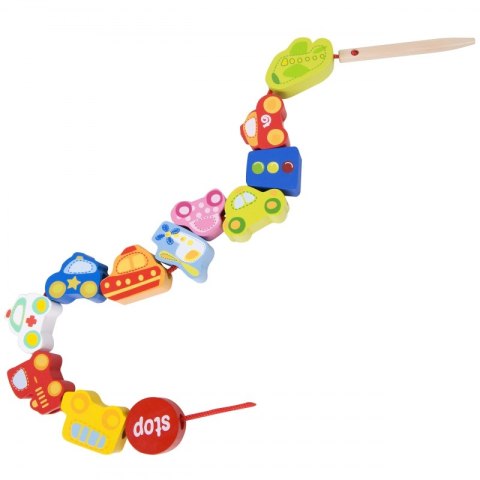 CLASSIC WORLD Drewniane Koraliki Klocki do Nawlekania Ruch Drogowy 13 el.