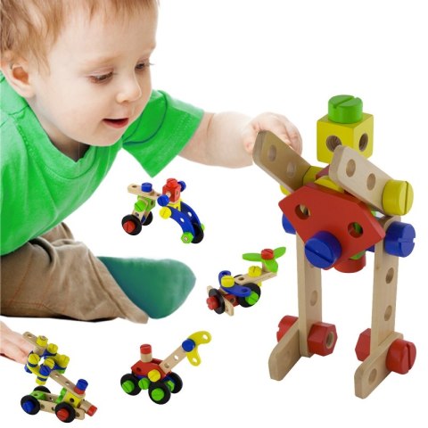 Drewniane Klocki Konstrukcyjne Viga 48 Elementów