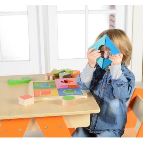 Drewniane Puzzle Geometryczne 12 Elementów Masterkidz