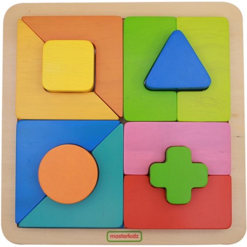 Drewniane Puzzle Geometryczne 12 Elementów Masterkidz