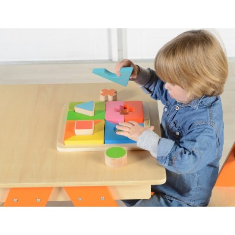 Drewniane Puzzle Geometryczne 12 Elementów Masterkidz