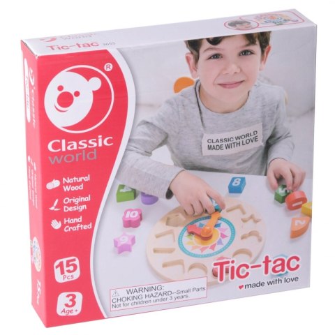 Drewniany Sorter Zegar Tik-Tak 15 elementów