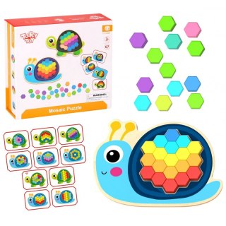 TOOKY TOY Drewniana Kolorowa Mozaika Układanka Żółw Ślimak