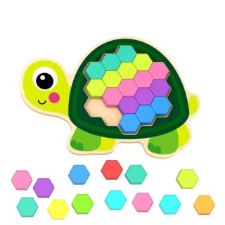 TOOKY TOY Drewniana Kolorowa Mozaika Układanka Żółw Ślimak