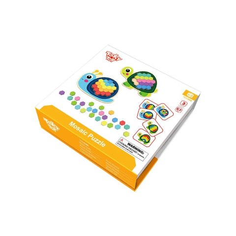 TOOKY TOY Drewniana Kolorowa Mozaika Układanka Żółw Ślimak