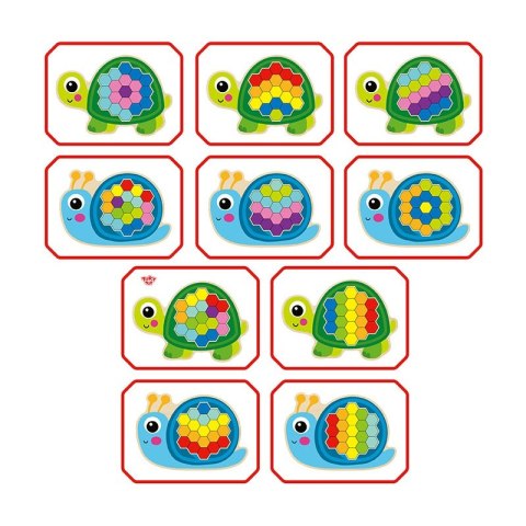 TOOKY TOY Drewniana Kolorowa Mozaika Układanka Żółw Ślimak