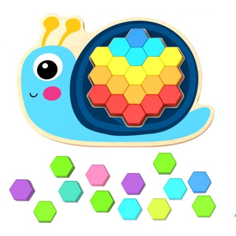 TOOKY TOY Drewniana Kolorowa Mozaika Układanka Żółw Ślimak