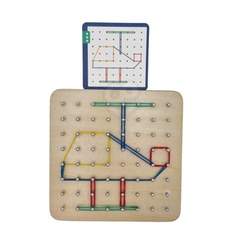 TOOKY TOY Drewniana Układanka Geoplan na Gumki Kształty Kontury 69 el.