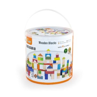 Viga Klocki Drewniane Edukacyjne w Wiaderku Miasto 100 elementów Zestaw