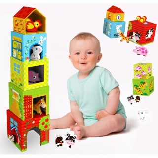 WOOPIE GREEN Układanka Kostki Farma w Pudełkach + Figurki 10 el.