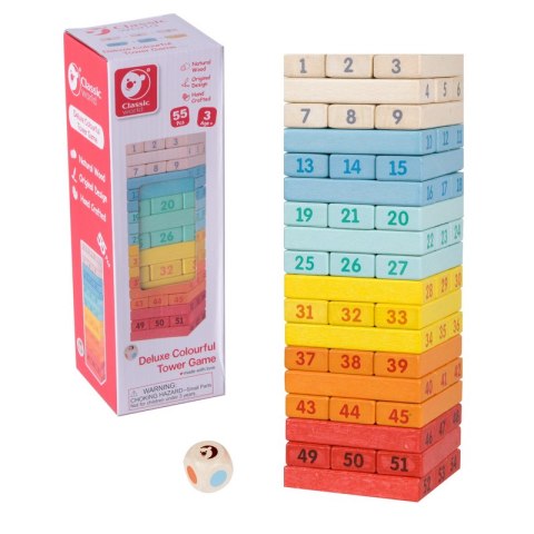 CLASSIC WORLD Drewniana Kolorowa Gra Wieża Deluxe Jenga